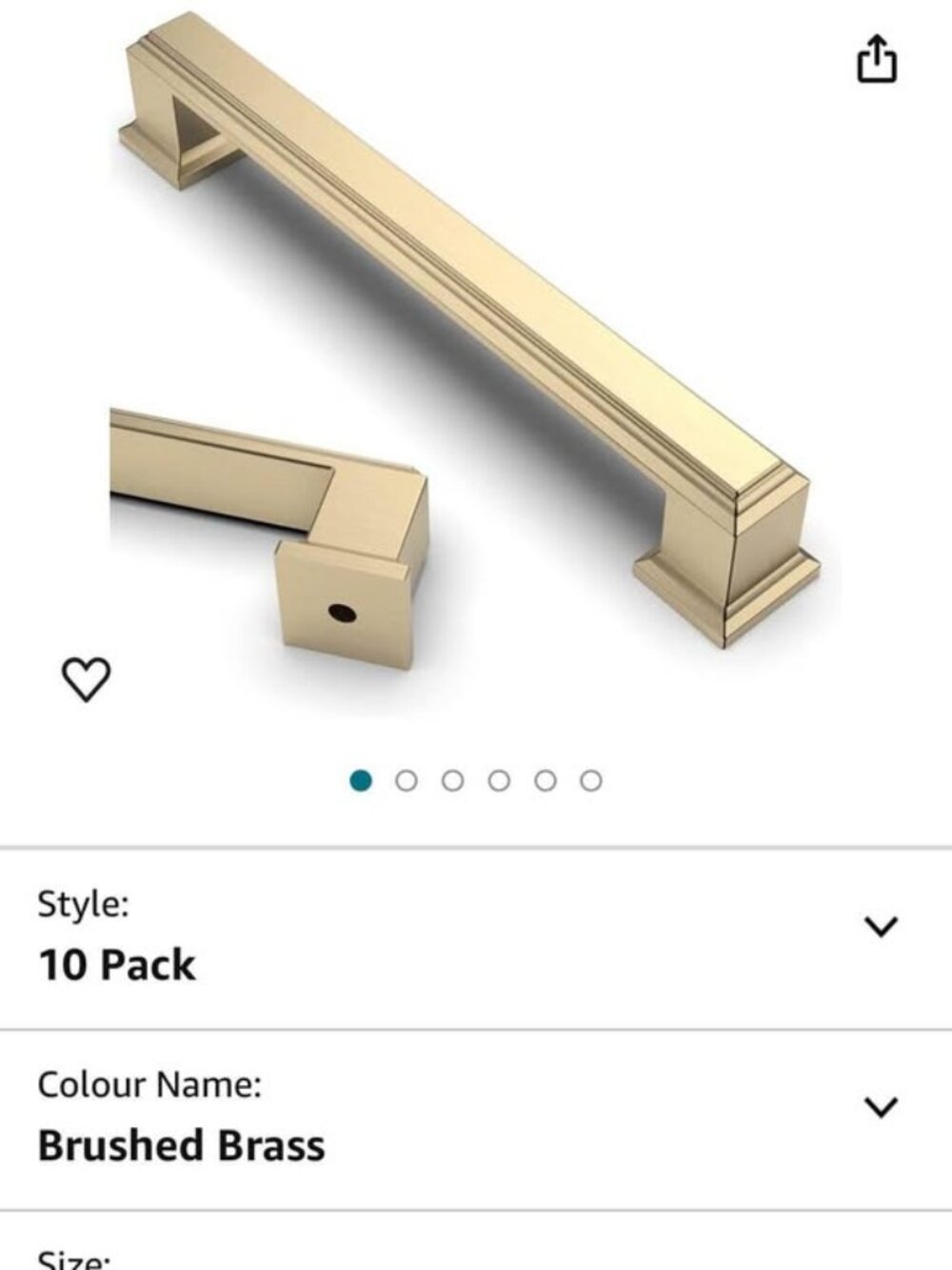 10 Pack 5 Inch(128mm) Brushed Brass Kitchen Cabinet Handles